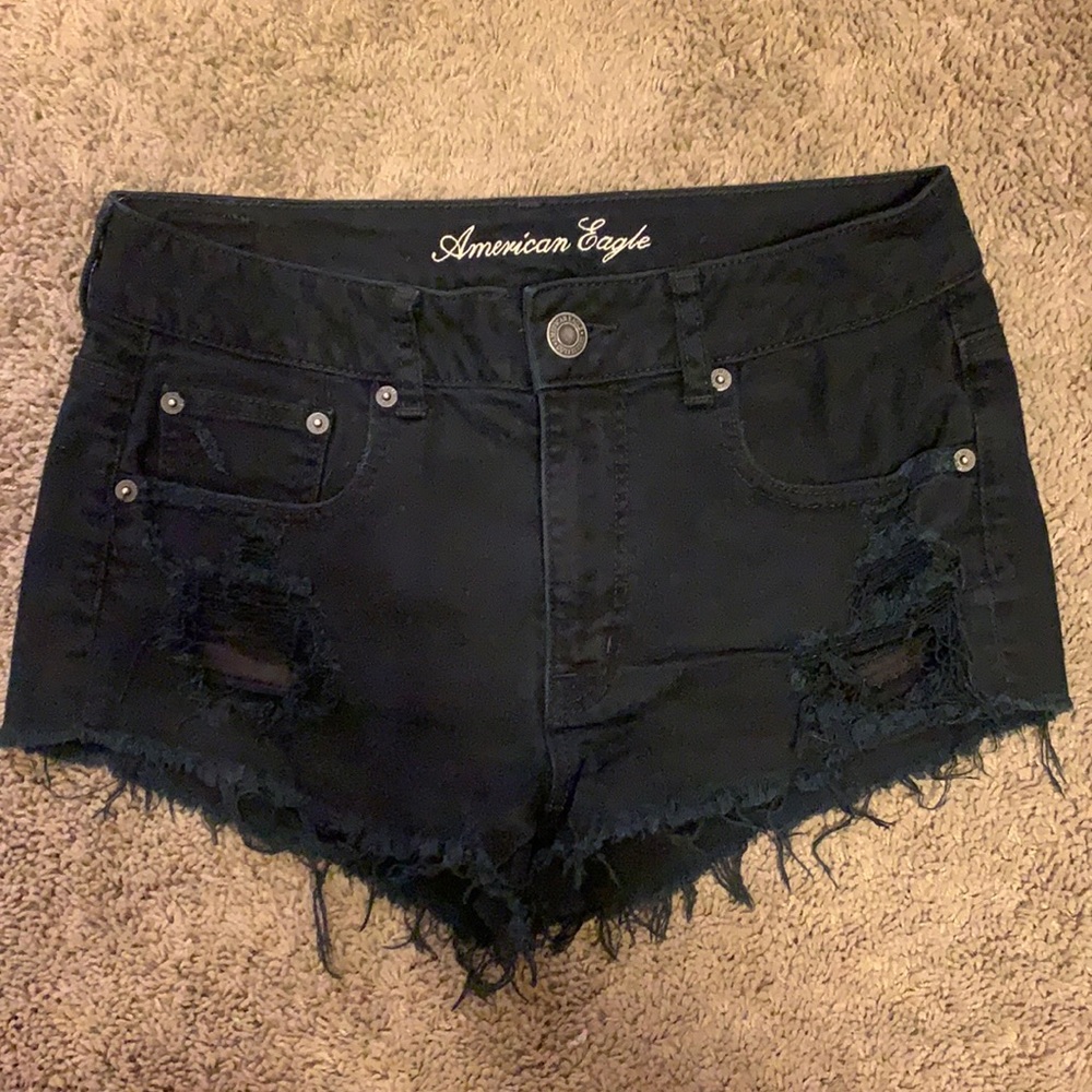 American Eagle Blank Denim Shortie Shorts